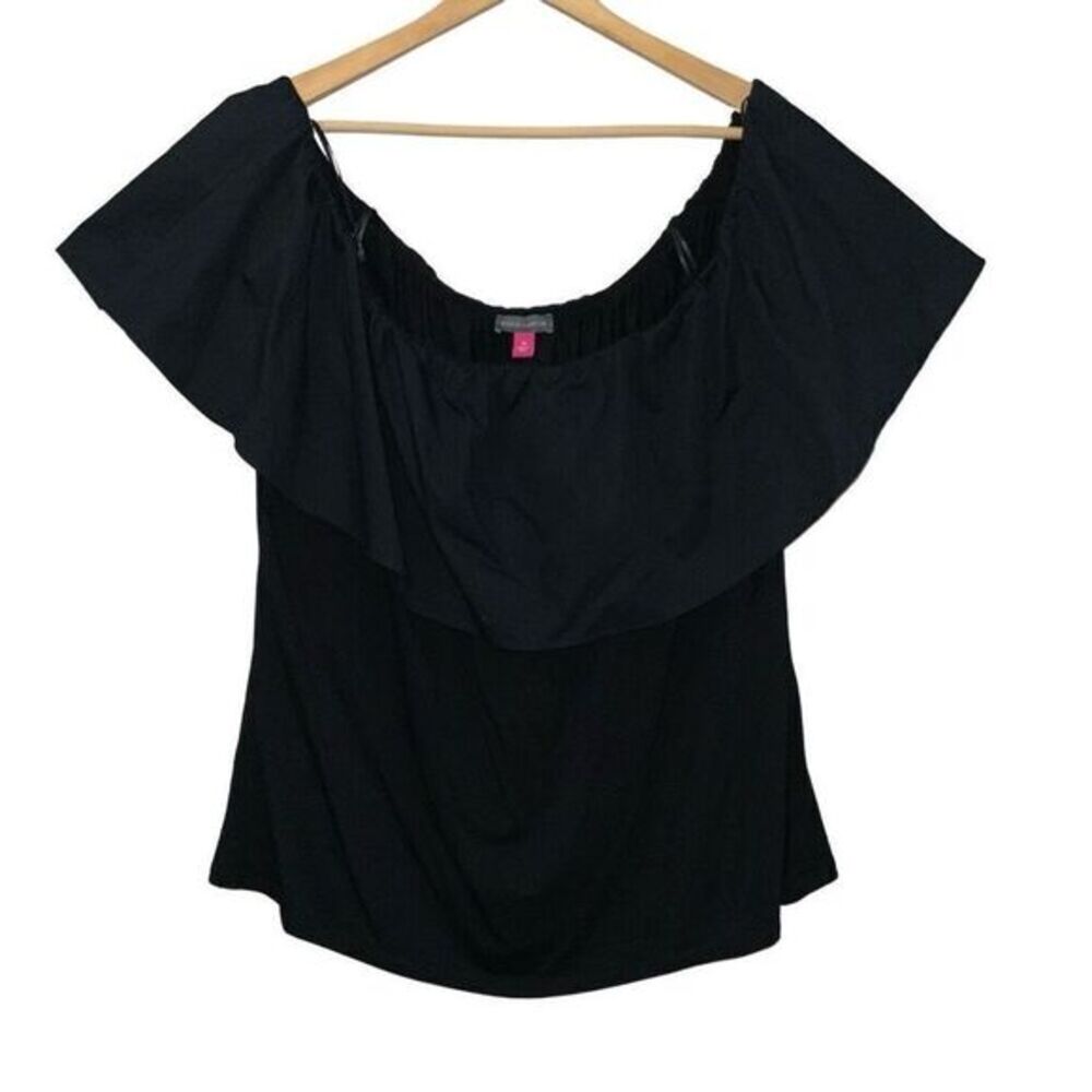 Vince Camuto Off Shoulder Ruffle Blouse Black 3X